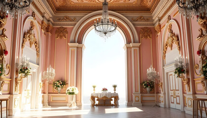Grand Ballroom with Ornate Decor and Chandeliers
