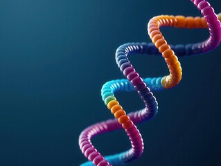 Naklejka premium DNA structure with vibrant nucleotides, molecular details, 3D illustration