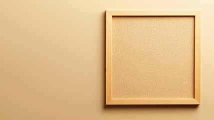 Fototapeta premium A wooden frame with a white background. The frame is empty and has a simple design. The background is a light beige color