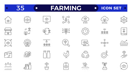 Farm, Farming, Agriculture Outline web icon set. Contains such Icons as Greenhouse, Haystack, Harvest and more. Outline icons collection.