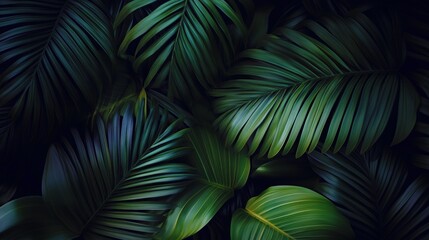 A close up of green leaves with a dark background. The leaves are lush and vibrant, creating a sense of life and energy. The dark background adds depth and contrast to the image