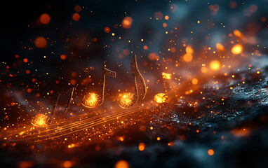 Fototapeta premium Abstract Music Background: Musical Notes & Bokeh