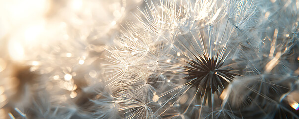 Obraz premium A detailed macro photograph of a dandelion head with its white seeds ready to disperse
