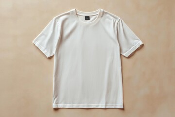 Simple Tshirt Flatlay mockup in beige background created with generative AI