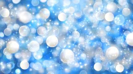 Obraz premium Abstract Blue and White Bokeh Background with Glowing Lights
