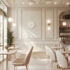 create a classic cafe like bristol cafe designe in beige white gold alsa you can use pastel colors