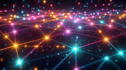 Fototapeta premium Abstract Network Connection with Glowing Lines and Nodes