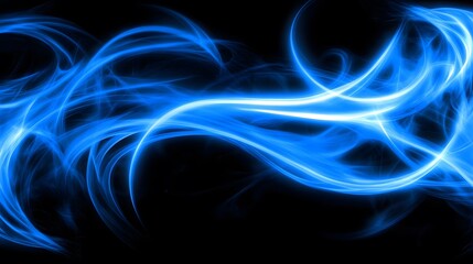 Obraz premium Abstract Blue Swirling Smoke on Black Background