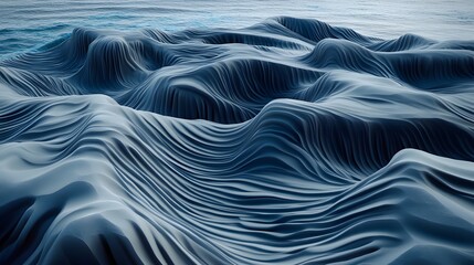 Obraz premium Abstract Wavy Blue Surface Texture Background