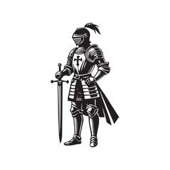 Obraz premium Medieval King Clipart Design - King Vector illustration in black and white 