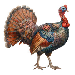 Tutkey bird isolated on white, transparent. Thanksgiving and Christmas symbol