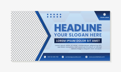 Modern blue background hexagon design banner template