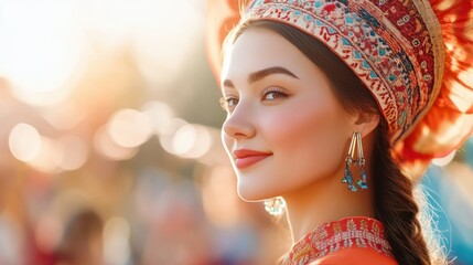 Obraz premium Silhouette of Central Asian Woman Dancing - Cultural Expression and Wellness in Whimsical Festival Setting (Close-Up, Dance Therapy Theme)
