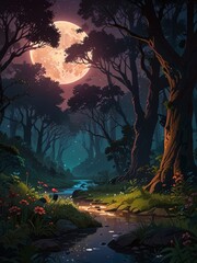 Obraz premium in the forest going dark background