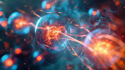 Energetic Atomic Particle Collision with Glowing Impact