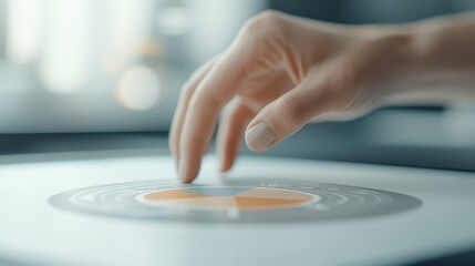 Fototapeta premium Close-up of a policymaker s hand adjusting a virtual economy dial, influencing key indicators, concept of economic control