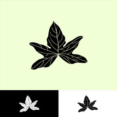 sweet potato leaf in silhouette mosaic style illustration for icon or logo