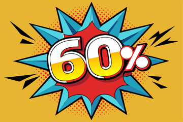 60 percent diskon sale promotion sales comic style
