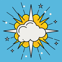 Speech boom chat comic style explosion effect, retro style