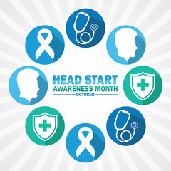 Head Start Awareness Month. October. Holiday concept. Template for background, banner, card, poster with text inscription. Vector illustration