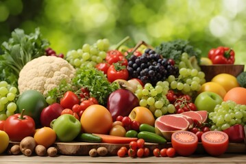 Collection of fresh organic vegetables and fruits
