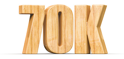 70k Followers Wooden Number 3D Render