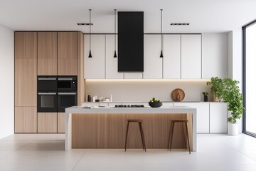 A clean, minimalist kitchen with balanced decor, emphasizing functionality and simplicity.