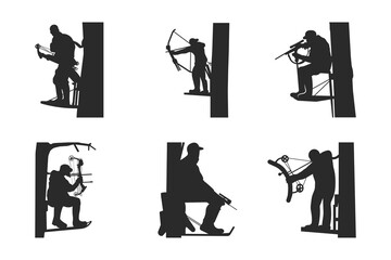 Bow Hunter Silhouette vector art svg, female archer bending a bow and aiming at the target,