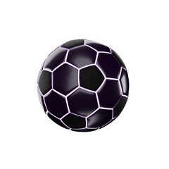 Fototapeta premium purple neon 3d soccer football, transparent background