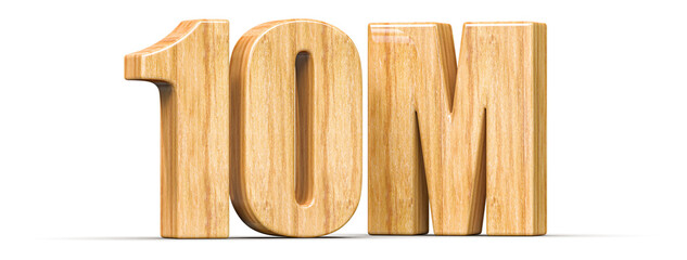 10M Followers Wooden Number 3D Render