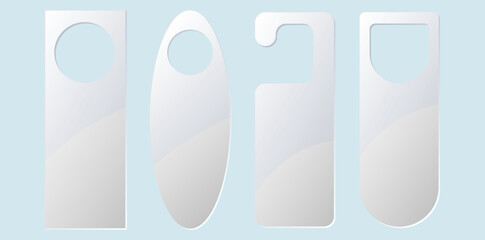 Set Of Realistic Blank Hotel Door Hanger Tags Vector Illustration.	
