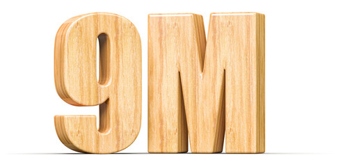 9M Followers Wooden Number 3D Render