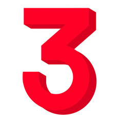 3d red number 3, number, 3, design of number 3, three, number three, 3d number three, number three png, mathematics, school, lesson, education, element, icon