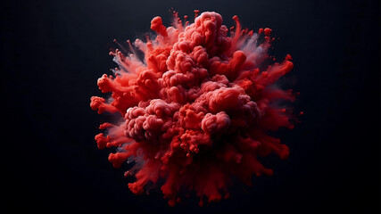 High-definition realistic depiction of an abstract red smoke explosion.