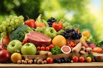 Collection of fresh organic vegetables and fruits
