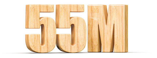 55M Followers Wooden Number 3D Render