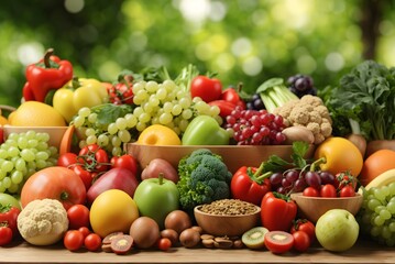 Collection of fresh organic vegetables and fruits
