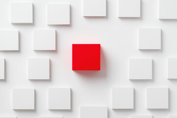 A red square is placed in the middle of a white background