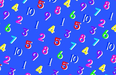 Background with numbers, 3d numbers, blue background with colorful number, blue, colorful, happy, school, fun, study, wrapping, paper, fabric, 123, pattern, seamless pattern, pattern of numbers