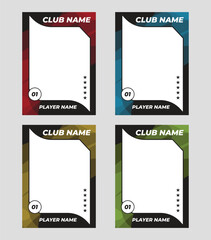 sports trading card, player photo frame template, game trading card for football, hockey and basketball, blank rectangle for photo frame, template eps 10.	