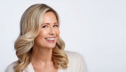 Naklejka premium 笑みを浮かべたブロンド女性 淑女 モデル Smiling blonde woman lady model