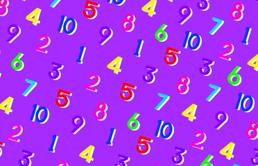 Background with numbers, 3d numbers, purple background with colorful number, purple, colorful, happy, school, fun, study, wrapping, paper, fabric, 123, pattern, seamless pattern, pattern of numbers