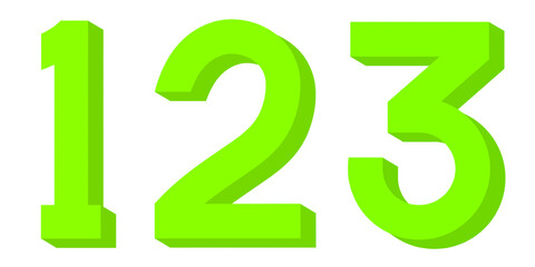 3d number 123, number one two three, 3d render of a number, green of numbers, numbers, one, two, three, 1, 2, 3,  education, mathematic, number one, number two, number three, PNG, green logo, logo