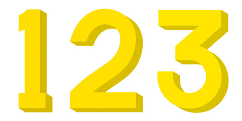 3d golden numbers, 3d number 123, number one two three, 3d render of a number, yellow numbers, numbers, one, two, three, 1, 2, 3,  education, mathematics, number one,  number two, number three, logo