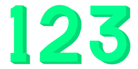 3d number 123, number one two three, 3d render of a number, green numbers, numbers, one,  two, three, 1, 2, 3,  education, mathematics, number one,  number two, number three, PNG, lesson, school 