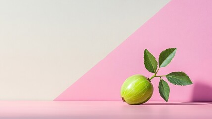 Single gooseberry isolated on a bright, colorful background for emphasis.