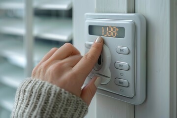 reduce the temperature on thermostat to save energy heating costs. ai generative