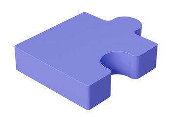 3d jigsaw puzzle piece icon on isolated purple background. Problem-solving idea solution. Teamwork collaboration concept. jigsaw puzzle connecting working together. Minimal jigsaw icon. 3d render.