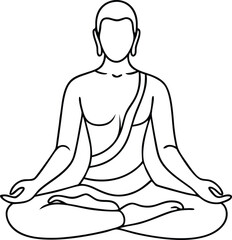 meditation practices line art vector illustration