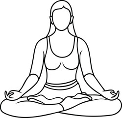 meditation practices line art vector illustration